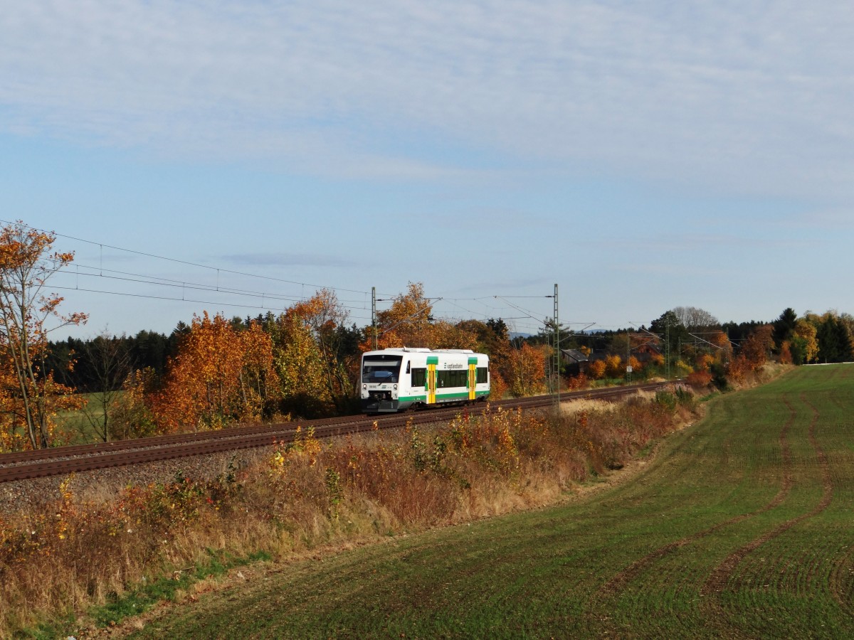Ein 650er der Vogtlandbahn fhrt am 22.10.13 durch das Herbstliche Vogtland. Hier zusehen kurz vor Syrau.