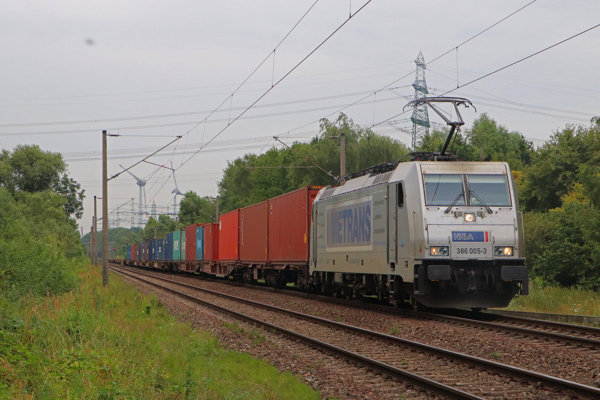 Ein Archivbild vom 08.08 zeigt eine Metrans 386 die baldig Moorburg verlässt.