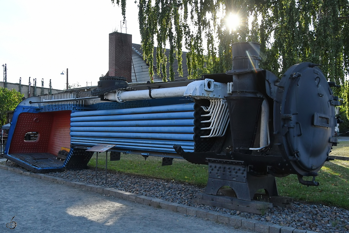 Ein aufgeschnittener Dampfkessel war Mitte September 2019 im Eisenbahnmuseum Darmstadt-Kranichstein zu sehen. 