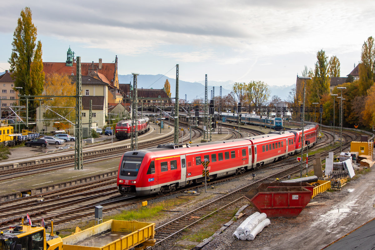 Ein Bild, welches bald der Vergangenheit angehört. Lindau Hbf mit 612 124 mit 075. 30.10.20