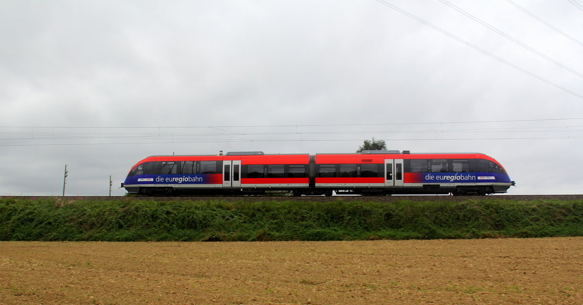 Ein Blick auf die Euregiobahn RB20 in Richtung Kohlscheid,Herzogenrath. 
Aufgenommen zwischen Aachen und Kohlscheid in Uersfeld,Richterich.
Bei Regenwolken am Nachmittag vom 17.8.2019.