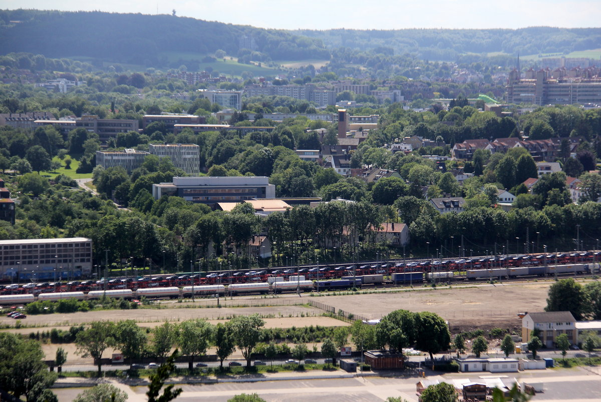 Ein Blick vom Lousberg Aachen auf den Aachener-Westbahnhof.
Aufgenommen vom Dreturm Aachen. 
Bei Sommerwetter am Nachmittag vom 16.6.2019.
