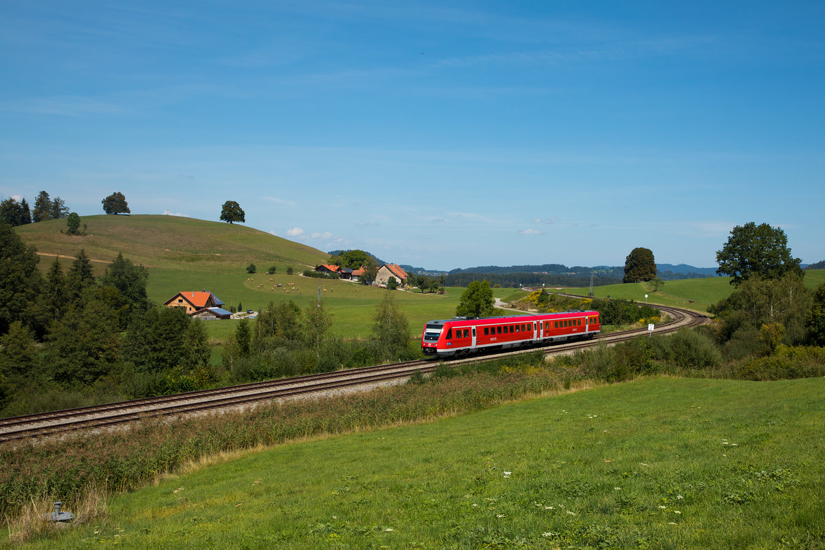 Ein DB Regio 612 bei Heimhofen Richtung Röthenbach am 29.8.18.