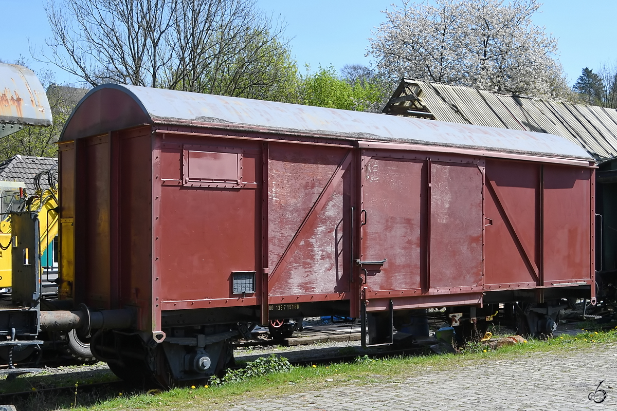 Ein Gedeckter Güterwagen Ende April 2019 in Radevormwald-Dahlhausen (Wupper).