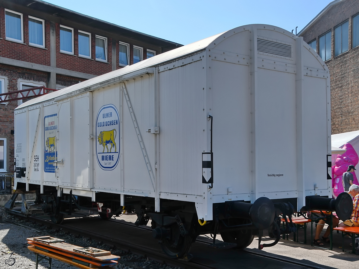 Ein gedeckter Güterwagen stand Mitte September 2019 im Außenbereich des Eisenbahnmuseums in Heilbronn.