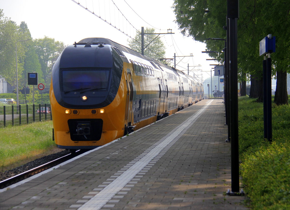 Ein Holländischer Doppeldecker aus Maastricht(NL) nach Alkmaar(NL) und fährt durch Geleen-Lutterade und fährt in Richtung Sittard(NL). 
Aufgenommen in Geleen-Lutterade(NL).
Bei schönem Frühlingswetter am Nachmittag vom 1.5.2019. 