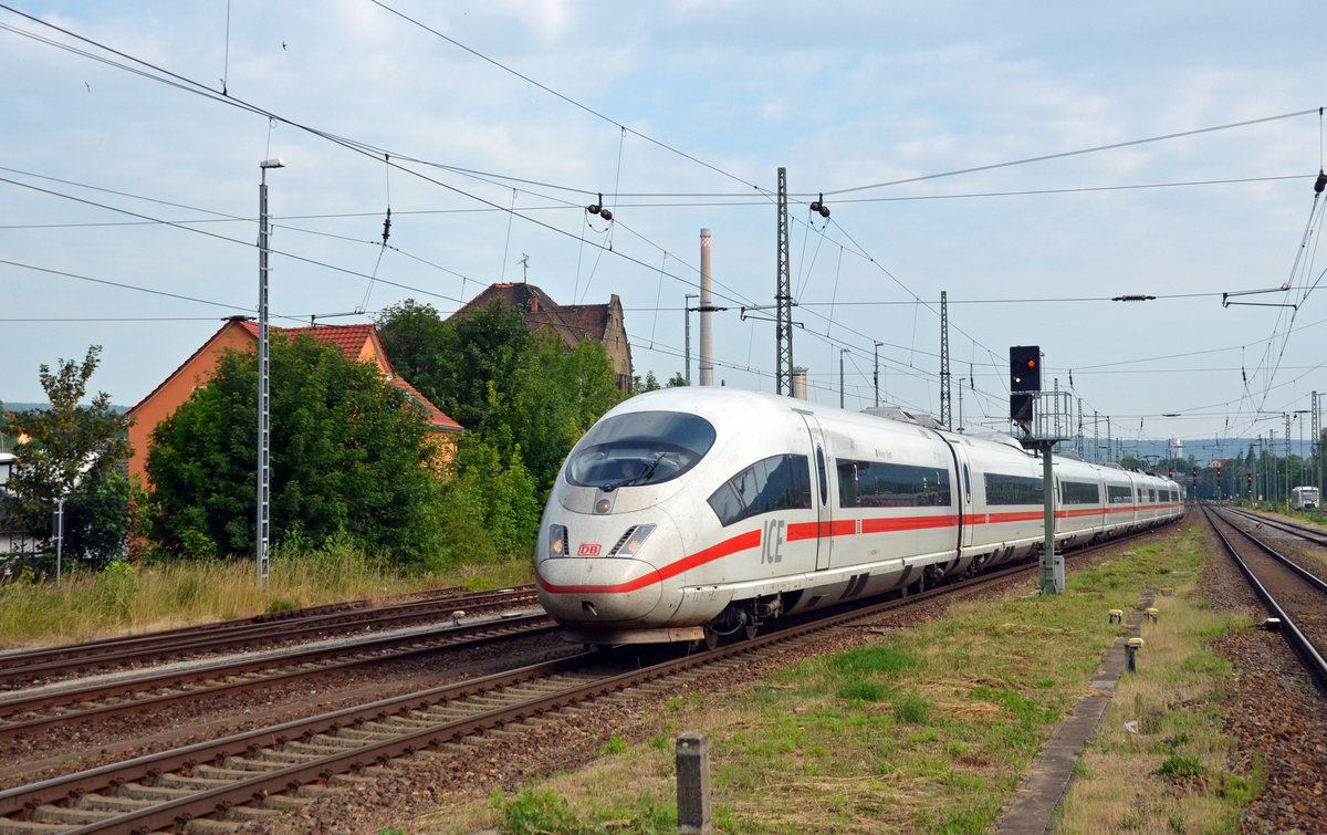 Ein ICE der BR 403 fuhr am 22.06.19 wegen der Sperrung in Erfurt durch Jena-Göschwitz Richtung Saalfeld(S).