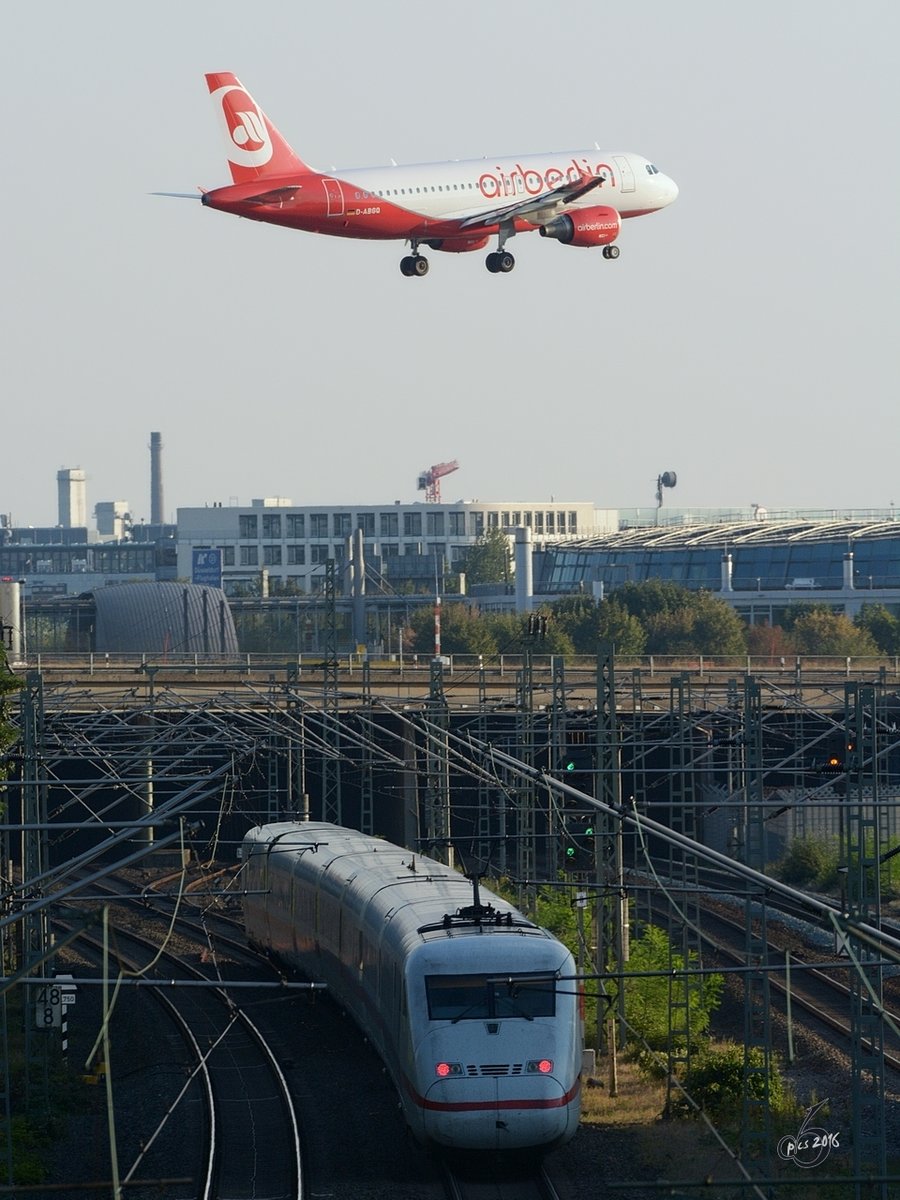 Ein ICE der Deutschen Bahn in der Nähe des Düsseldorfer Flughafens (September 2016)