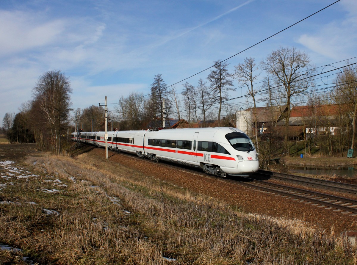 Ein ICE-T nach Wien am 08.02.2014 unterwegs bei Kimpling.