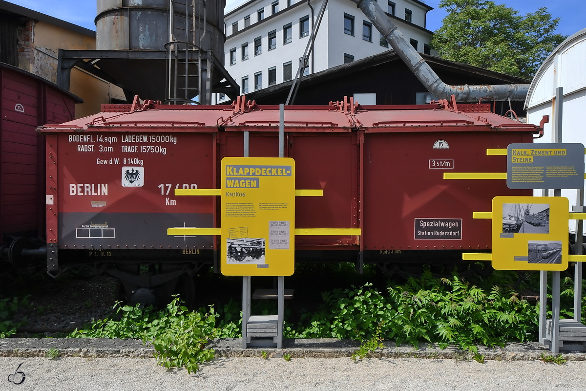 Ein Klappdeckelwagen als Teil Sonderausstellung  Bier Bahn und Banananen . (DB-Museum Nürnberg, Juni 2019)