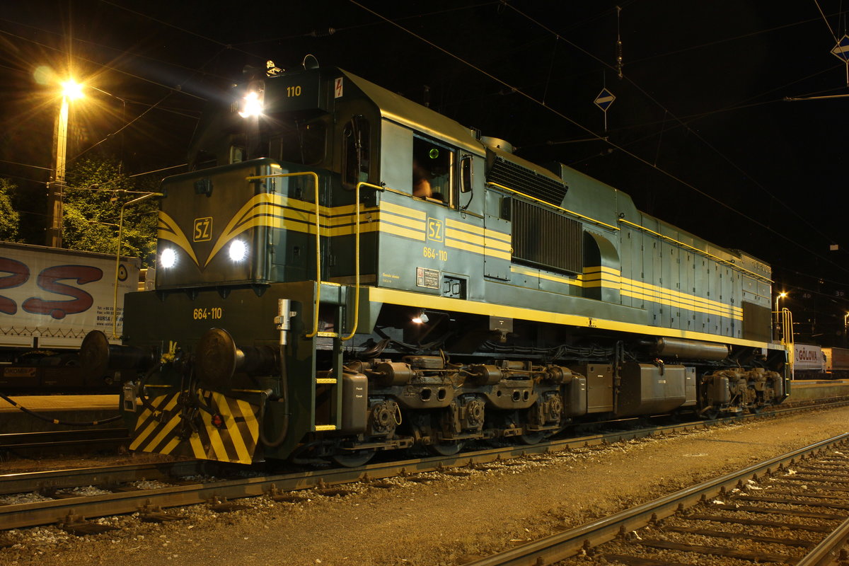 Ein leider viel zu seltener Gast am Bahnhof Spielfeld-Straß ist die SŽ Reihe 664. 
Die von Đuro Đaković im ehemaligen Jugoslawien in Lizenz gebaute EMD G26-HCW-2 war in den 90ern fast Stammgast im Grenzbahnhof Spielfeld-Straß. 
Am späten Abend des 10.6.2019 kam die recht frische 664 110 mit der Rola41408 nach Spielfeld-Straß und fuhr als Lokzug zurück nach Maribor um den G44458 ebenfalls nach Spielfeld-Straß zu bringen und den G44451 wieder nach Maribor.