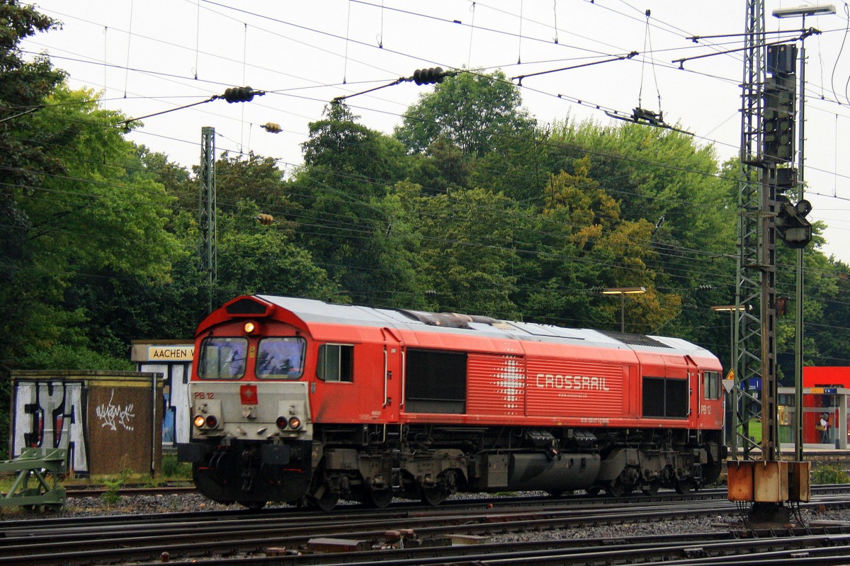 Ein Nachschuss von der Class 66 PB12  Marleen  von Crossrail rangiert in Aachen-West bei Regenwetter am 7.9.2013.