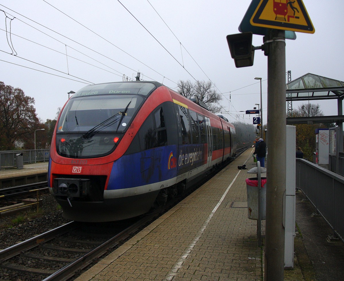 Ein Nachschuss von der Euregiobahn (RB20) aus Heerlen(NL)-Düren und hilt in Kohlscheid am Kalten 30.11.2014.