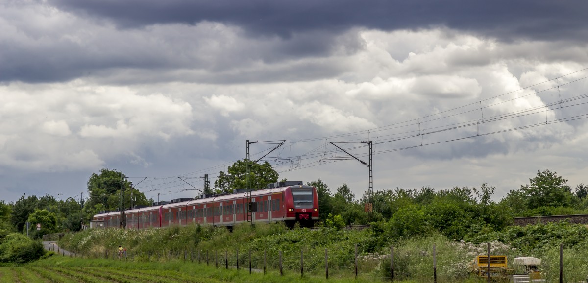 Ein Quietschie der Baureihe 425 fährt auf der Regionalexpresslinie 8 nach Mönchengladbach Hbf. durch Erpel am Rhein. Nächster Halt ist Bad Honnef. (30.07.2013)