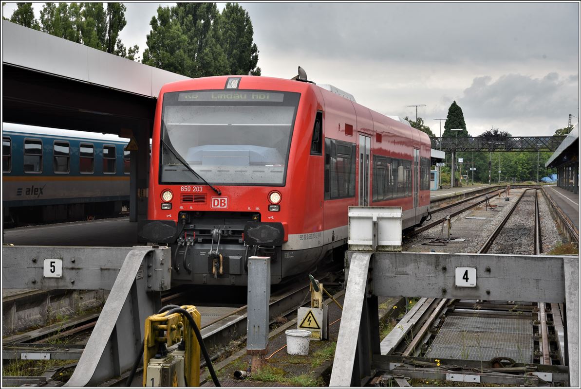 Ein RB mit 650 203 ist soeben in Lindau eingetroffen. (05.07.2018)