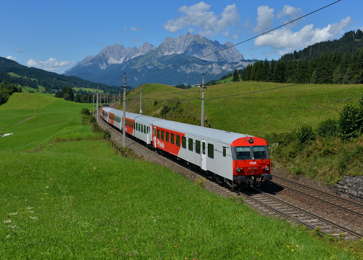 Ein REX nach Salzburg am 17.08.2014 bei Fieberbrunn.