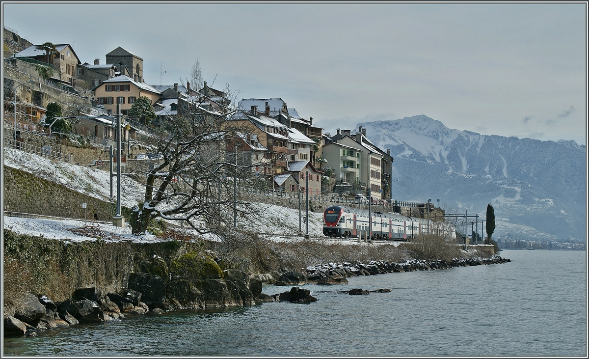 Ein SBB RABe 511 auf der Fahrt Richtung Genve bei St-Saphorin.
8. Februar 2013