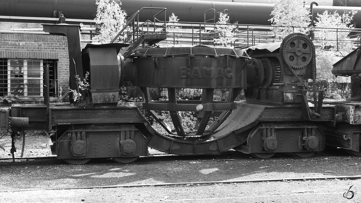 Ein in der Stahlindustrie verwendeter Wagen auf dem Museumsgelände der Henrichshütte. (Hattingen, September 2017)