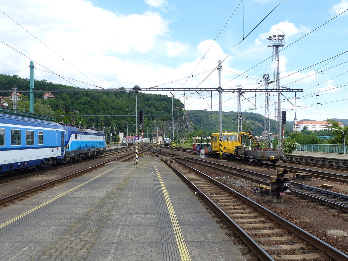 Ein Teil vom Gleisvorfeld am 09.06.2020 in Děčín hl.n..