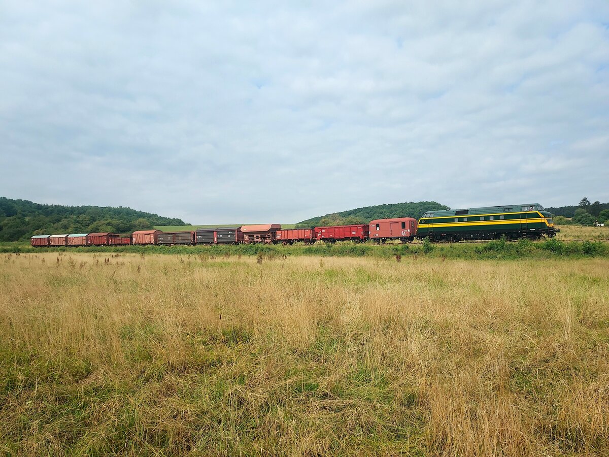 Ein Tolle Güterzug zwischen Vierves un Treignes ... Die 6041 (SNCB) mit ein Gemischt Güterzug, 22-07-2022