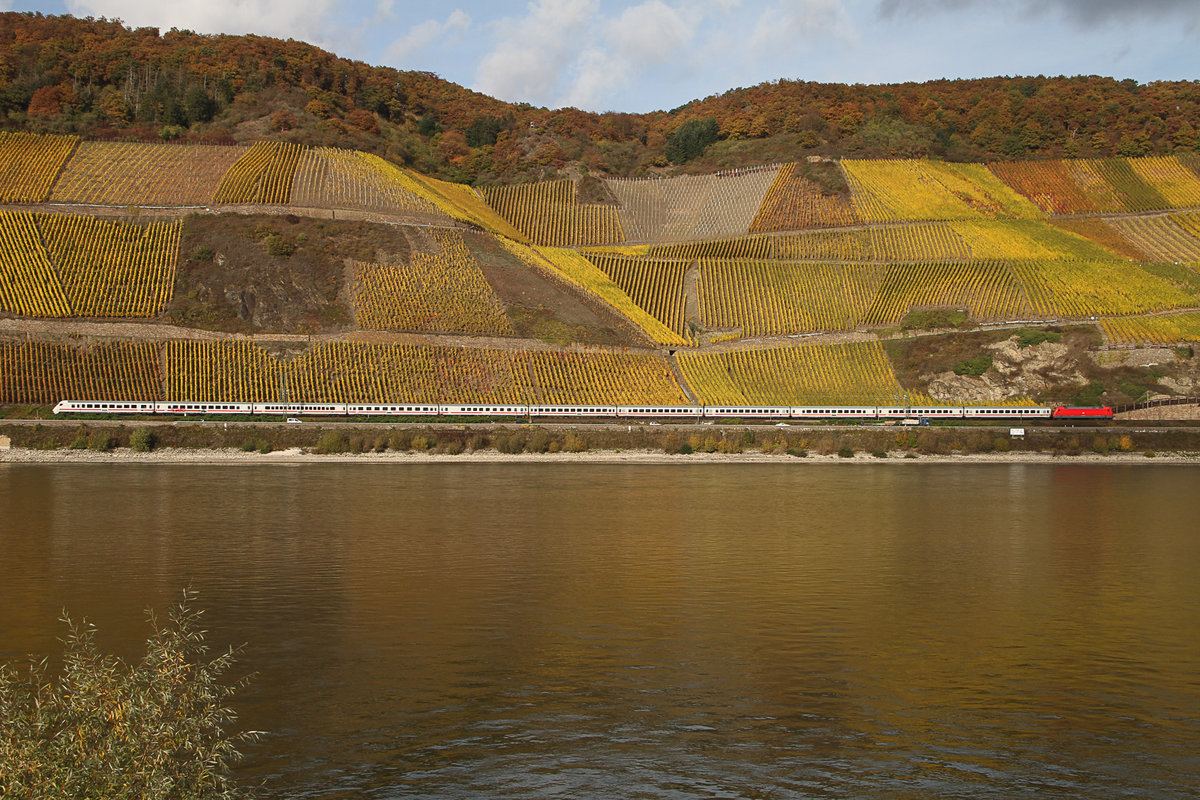 Ein Zug im bunten Herbstlaub, am 03.11.16 beim  Kurzurlaub.
