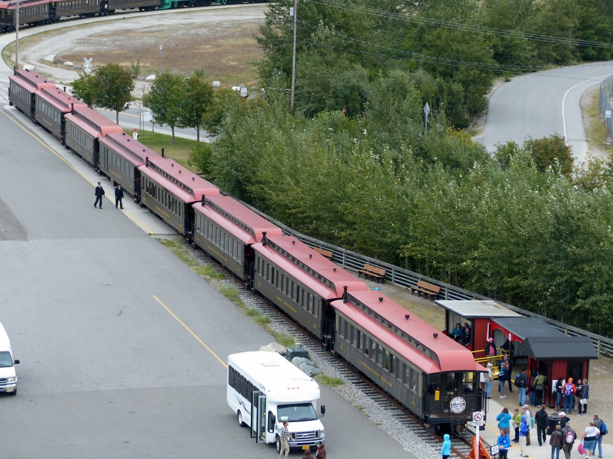 Ein Zug der White Pass and Yukon Railroad am 16.08.2013 in Skagway.