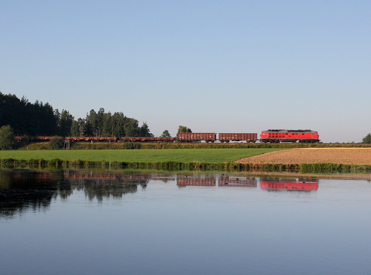 Eine 232 mit einem Güterzug am 27.08.2016 unterwegs bei Oberteich.