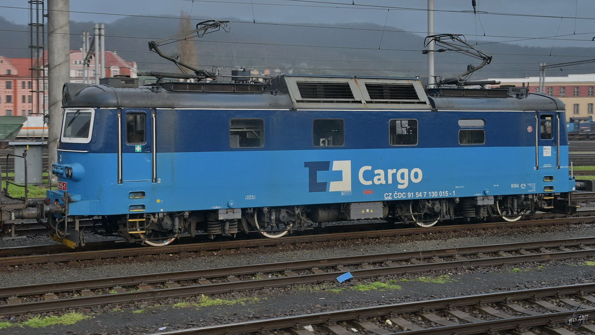 Eine in Děčín abgelichtete Elektrolokomotive 130 015-1. (April 2017)