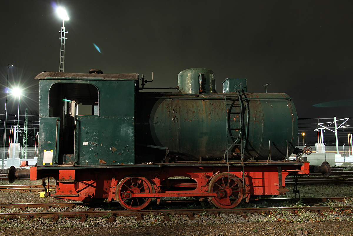 Eine Dampfspeicherlok im Rheinischen Industriebahnmuseum Köln während der langen Museumsnacht am 04.11.2017