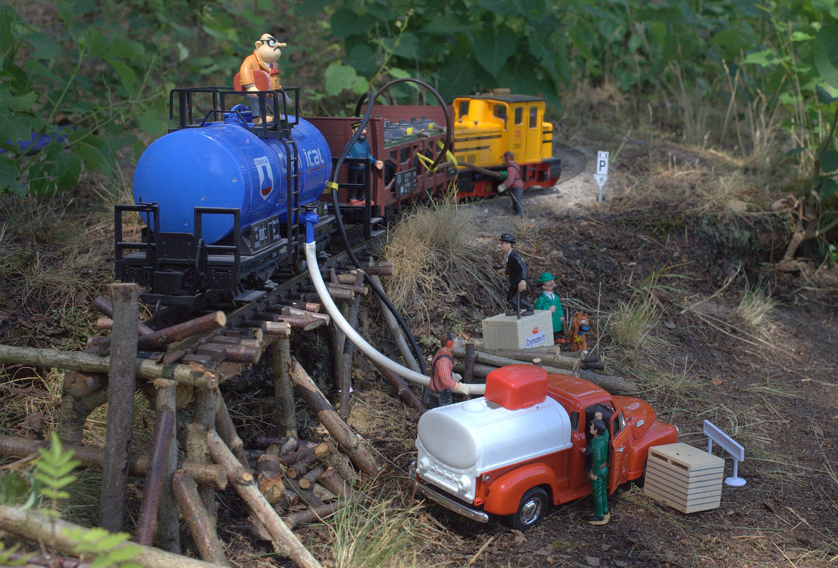 eine  illegale  Chemiefabrik im Urwald ?, ein Verbrechen ?, wie wäre sonst die Anwesendheit von  Detektiv Schultze , Rantanplan und Prof. Bienlein zu erklären.
09.06.2018  12:22 Uhr  Senftenberger See.