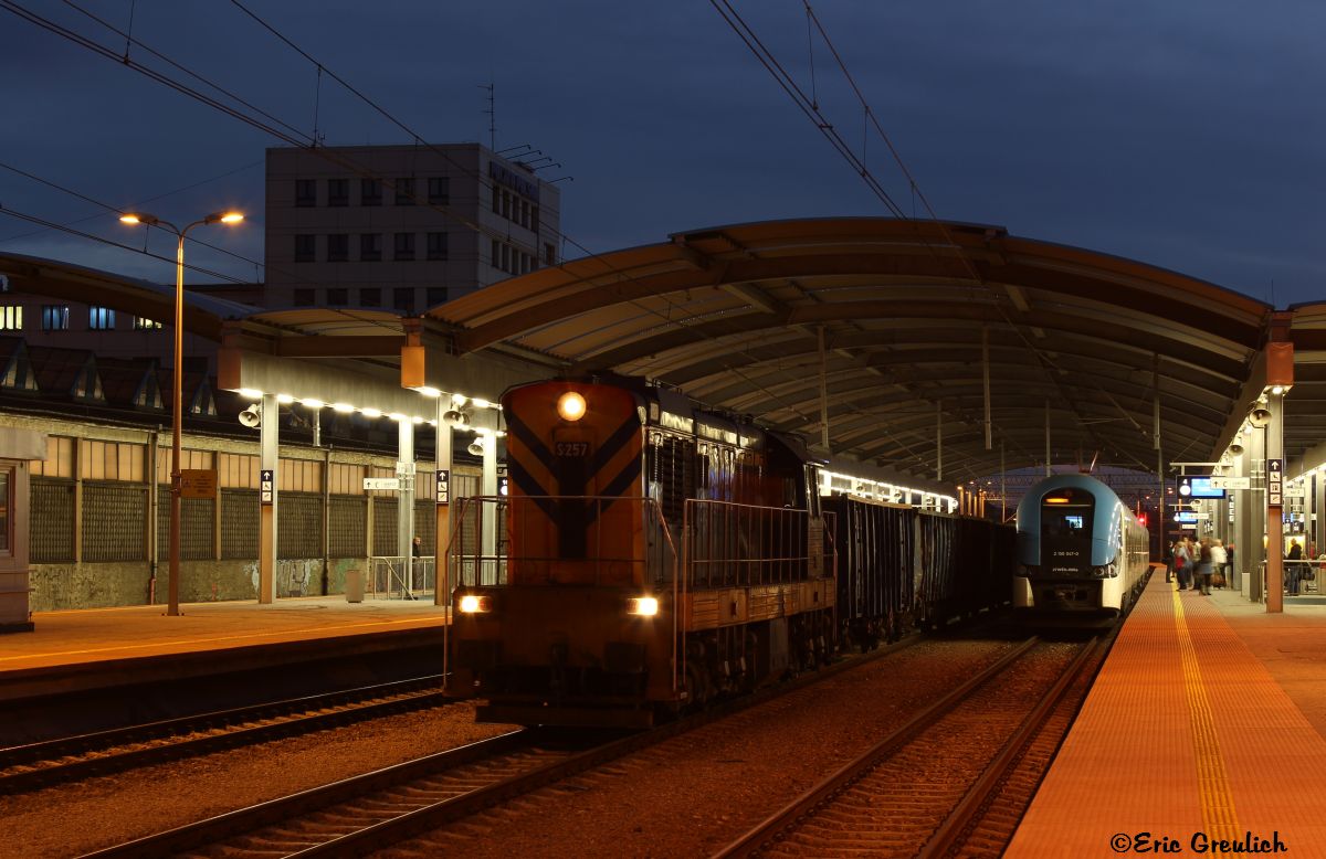 Eine TEM2 mit einem Kohlezug am 29.10.13. in Katowice Glowny.