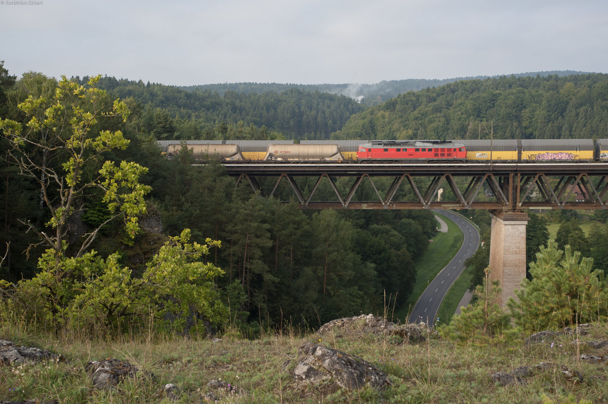 Eine unbekannte 232 mit einem gemischten Güterzug Richtung Nürnberg bei Beratzhausen, 29.08.2017