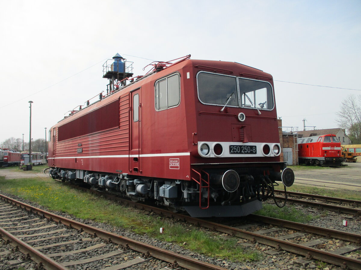 Einfach zu merken ist die Loknummer von 250 250,die am 30.April 2022,von mir im Eisenbahnmuseum Weimar abgelichtet wurde.
