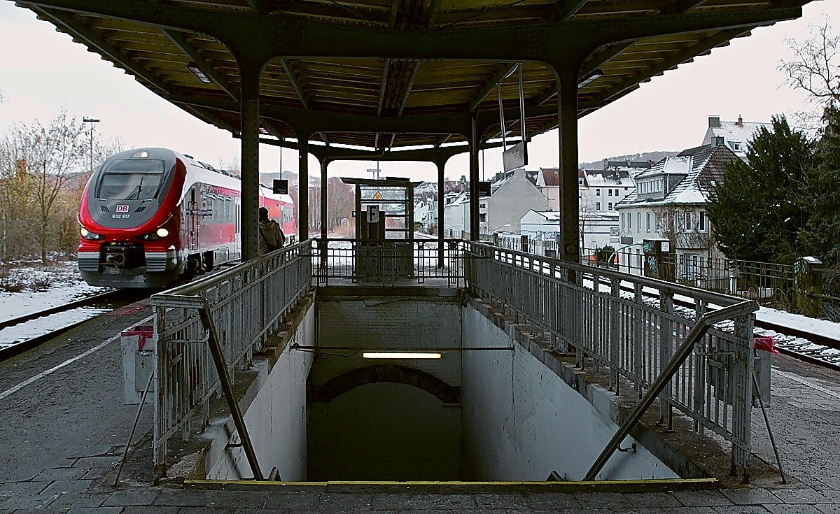 Einfahrt von 632 117 in den Bahnhof Hagen-Oberhagen (01.02.2019)