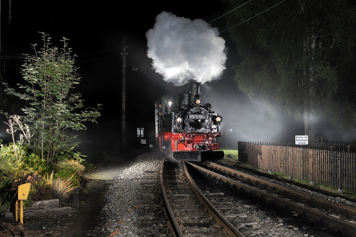 Einfahrt in den Bahnhof Jöhstadt.