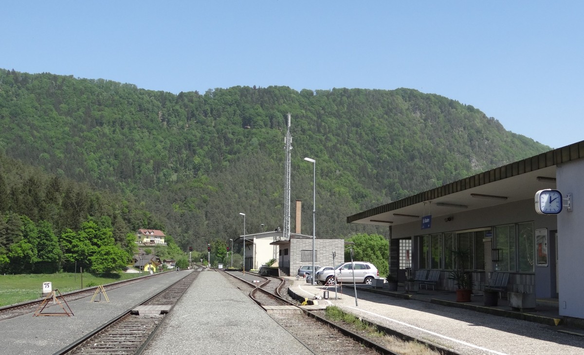 Eis-Ruden 2015-05-06, nördlichster Bahnhof der Jauntalbahn