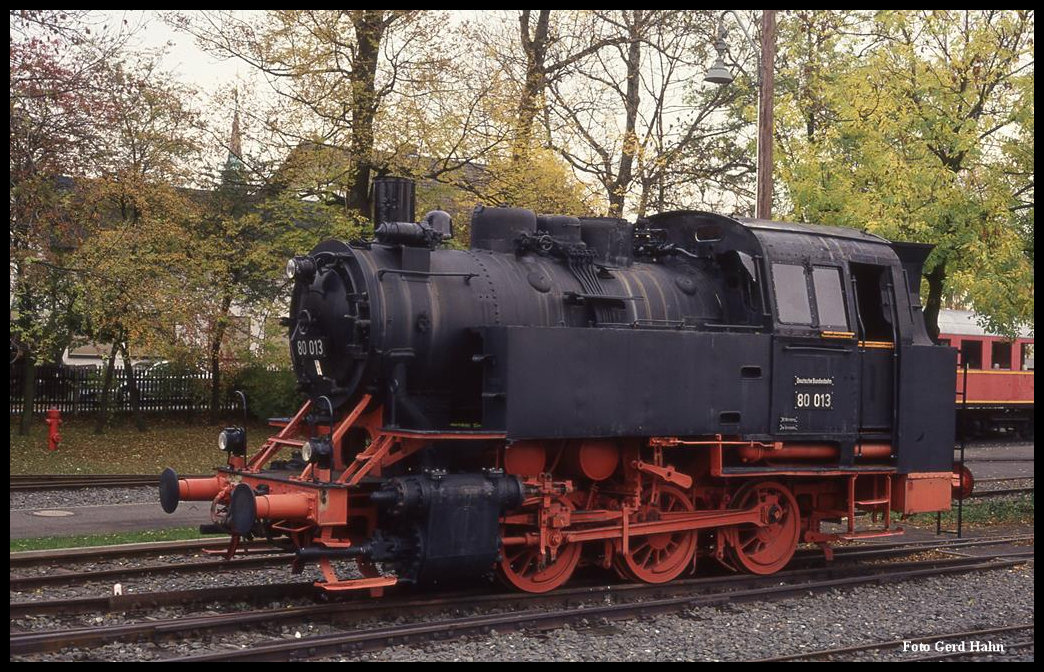 Eisenbahn Museum Neuenmarkt Wirsberg am 16.10.1993: 80013 im Freigelände