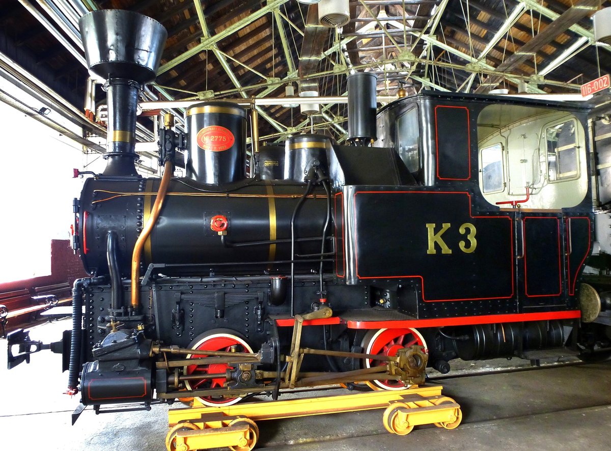 Eisenbahnmuseum Ljubljana, Schmalspurlokomotive K3, Baujahr 1892 bei Krauss in Linz/Österreich, Juni 2016