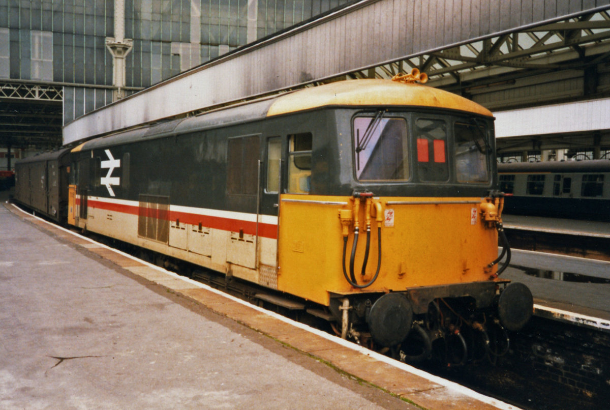 Electro Diesel Class 73/1 73108 rests at Waterloo station August 1987.