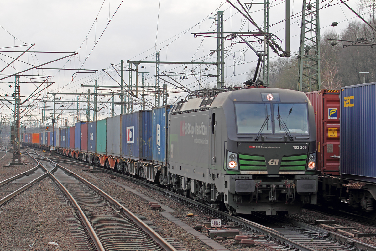 ELL 193 209 unterwegs für SBB Cargo durchfährt Hamburg-Harburg 16.1.2018