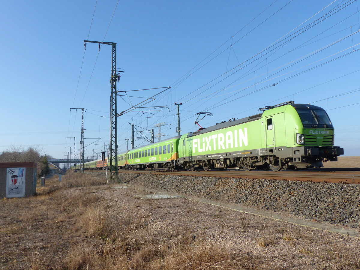 ELL 193 231 mit dem FLX 76302 von Stuttgart Hbf nach Berlin Hbf (tief), am 24.01.2020 in Erfurt-Linderbach.