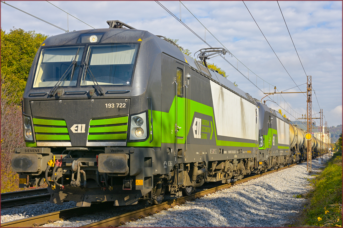 ELL 193 722+ 193 746 ziehen Kesselzug durch Maribor-Tabor Richtung Süden. /19.10.2020