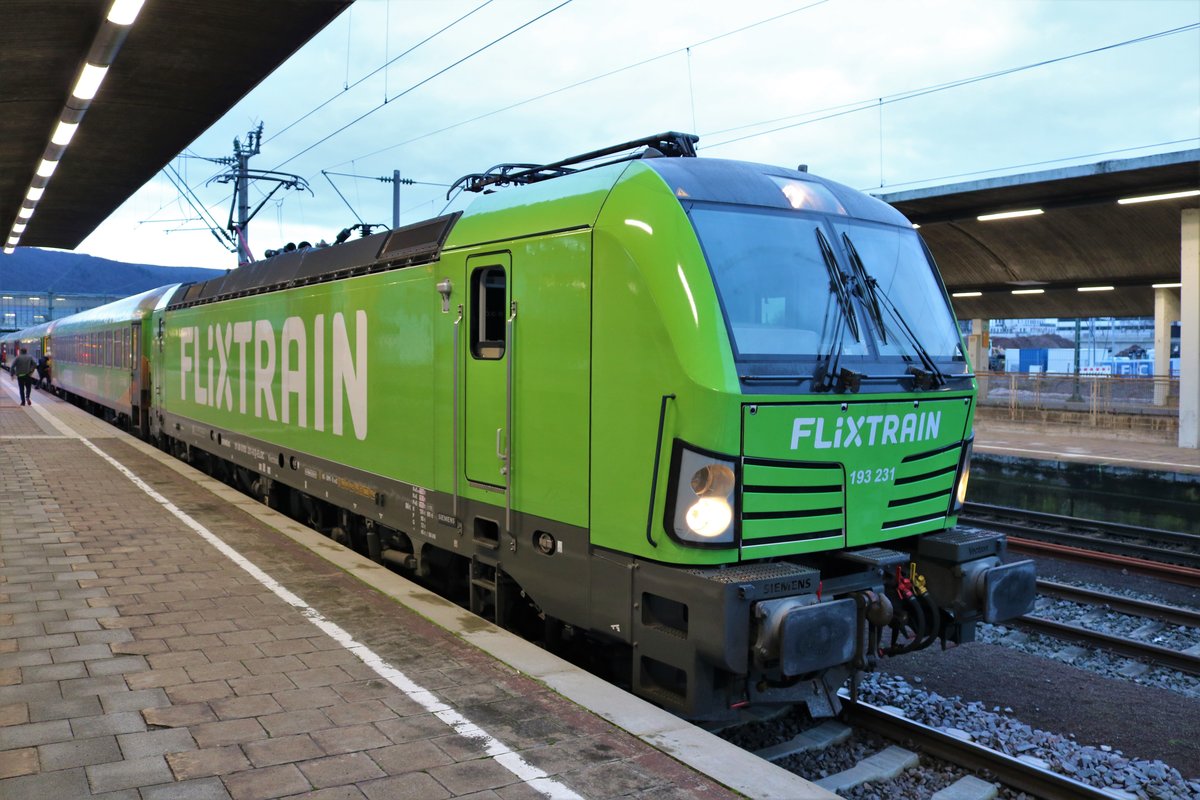 ELL/Flixtrain 193 231-8 am 21.12.19 in Heidelberg Hbf mit dem FLX76306 