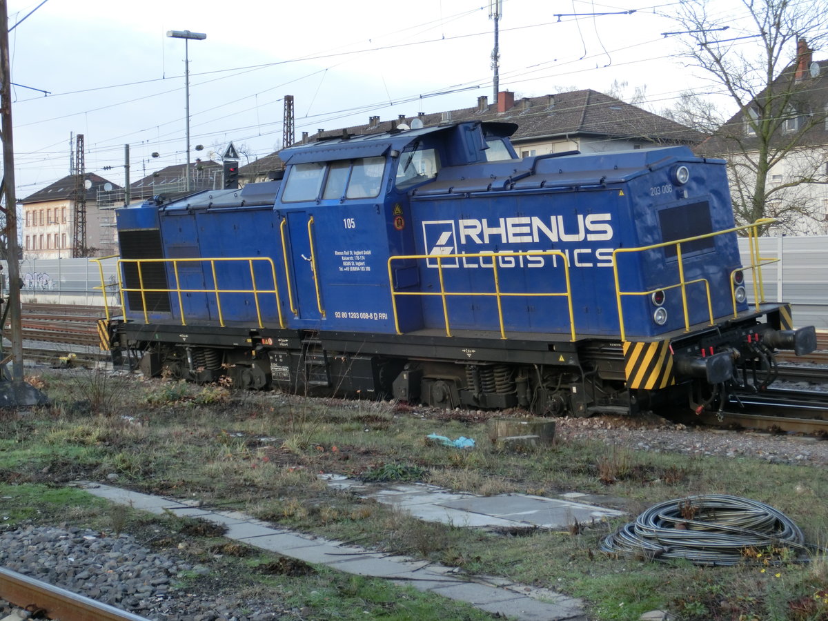 Entgleisung, 07.01.2019 Mannheim Rheinau 203 008 der Rhenus Logistics