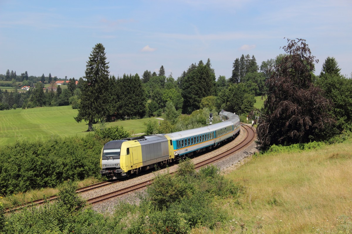 ER 20-007 mit dem ALX 84146 (München Hbf - Lindau Hbf) bei Martinszell (Allgäu) am 15.08.13