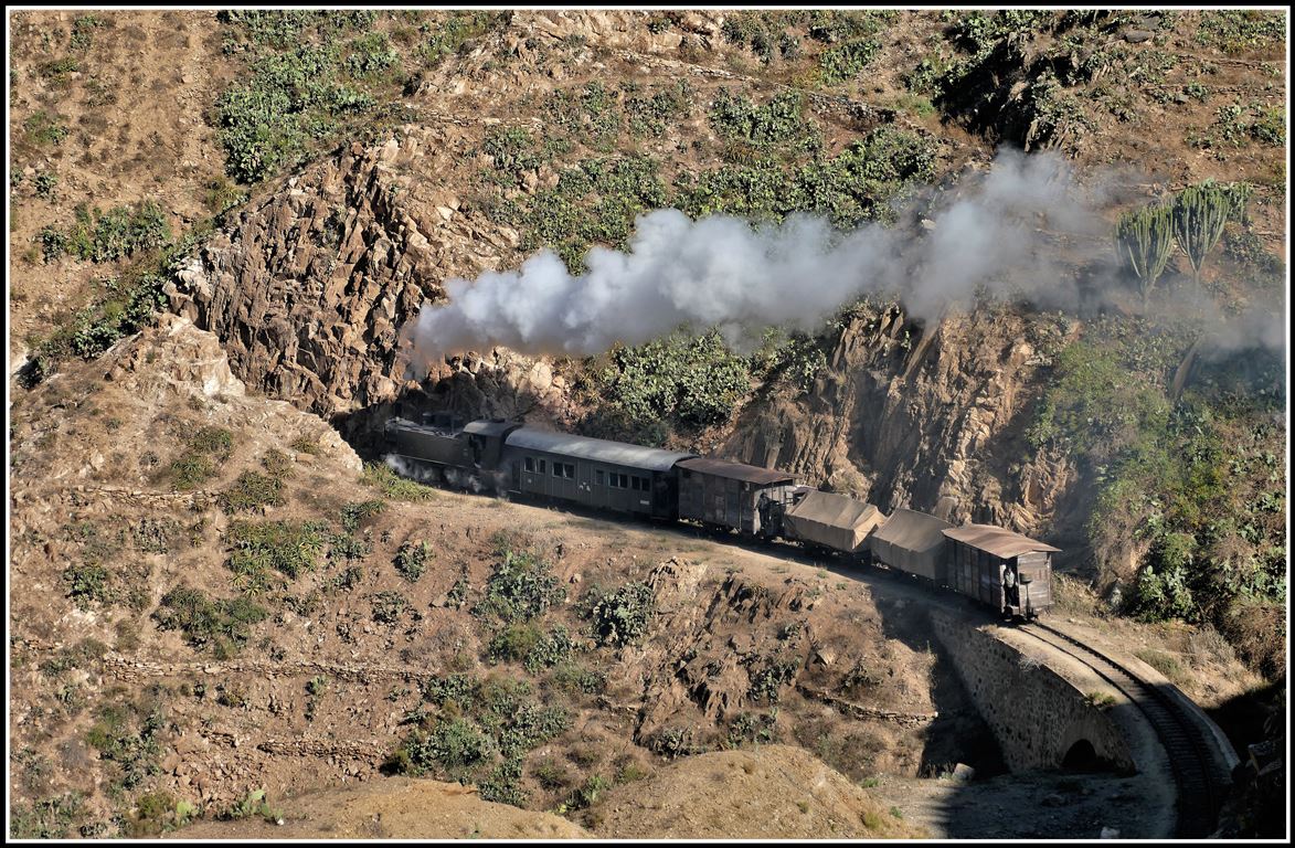 Eritrean Railways steamtrain special mit Mallet 442.56 zwischen Arbaroba und Shegerini 2000m - 2200m ü/M.  (18.01.2019)