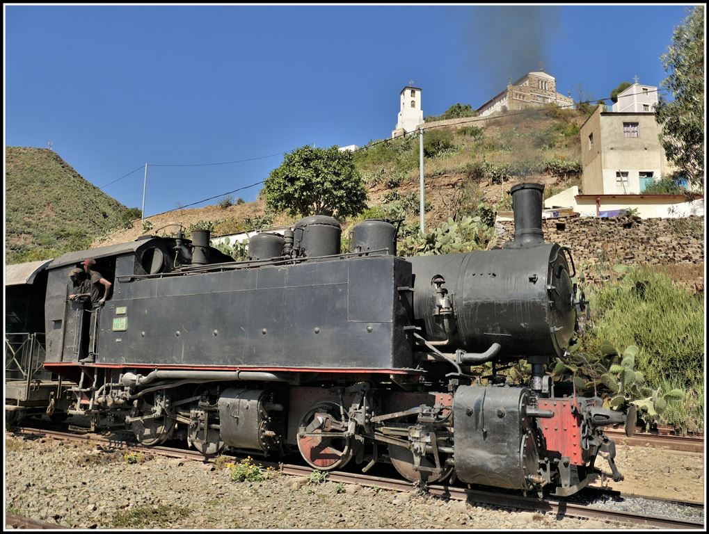 Eritrean Railways steamtrain special mit 442.56 in Shegerini in rund 2200m ü/M. (18.01.2019)