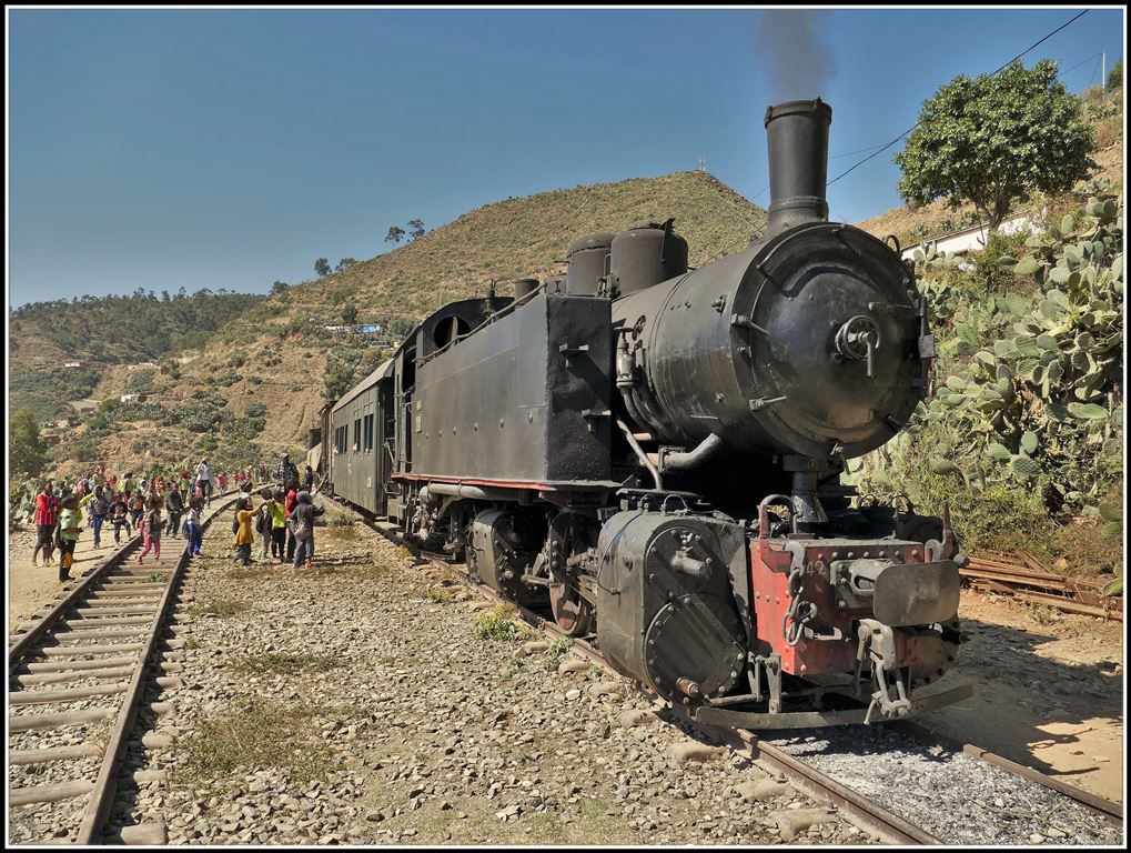 Eritrean Railways steamtrain special mit 442.56 in Shegerini in rund 2200m ü/M. (18.01.2019)