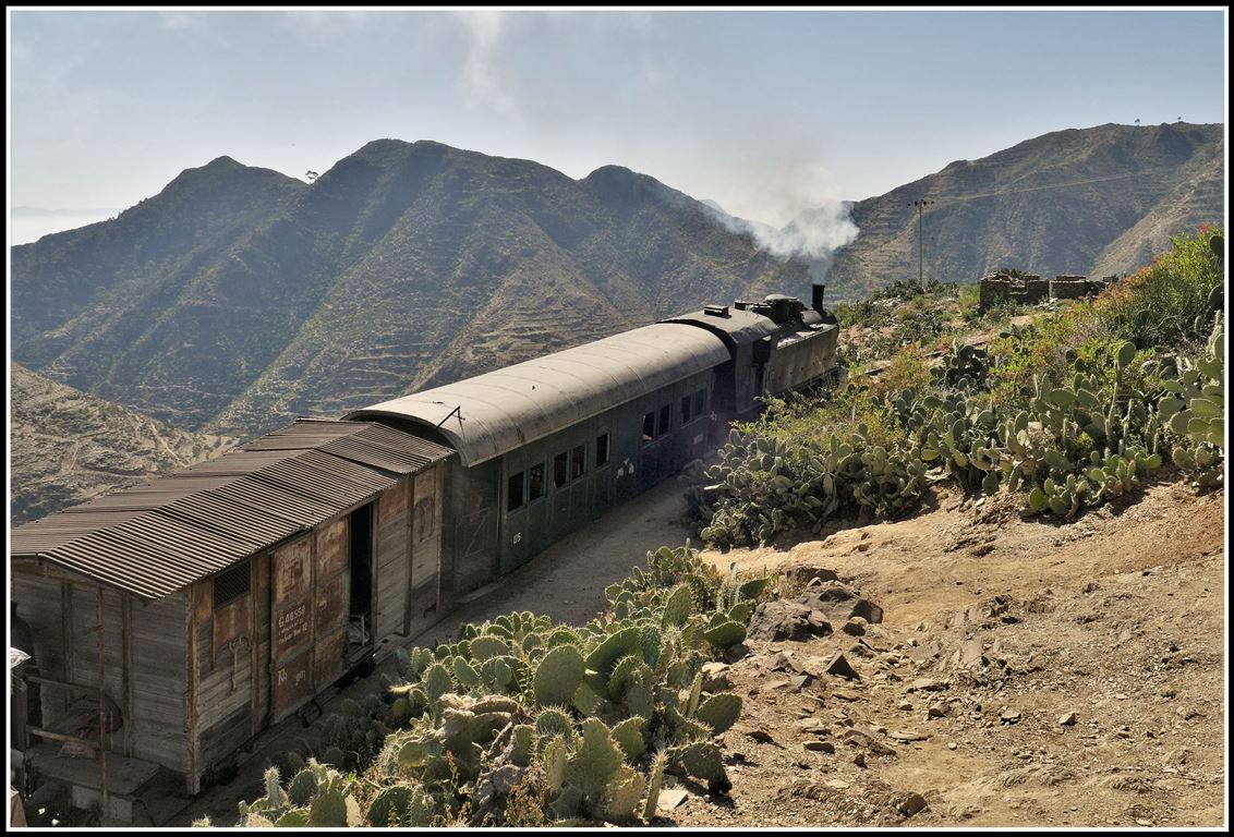 Eritrean Railways steamtrain special mit 442.56 rund um Shegerini in rund 2200m ü/M. (18.01.2019)