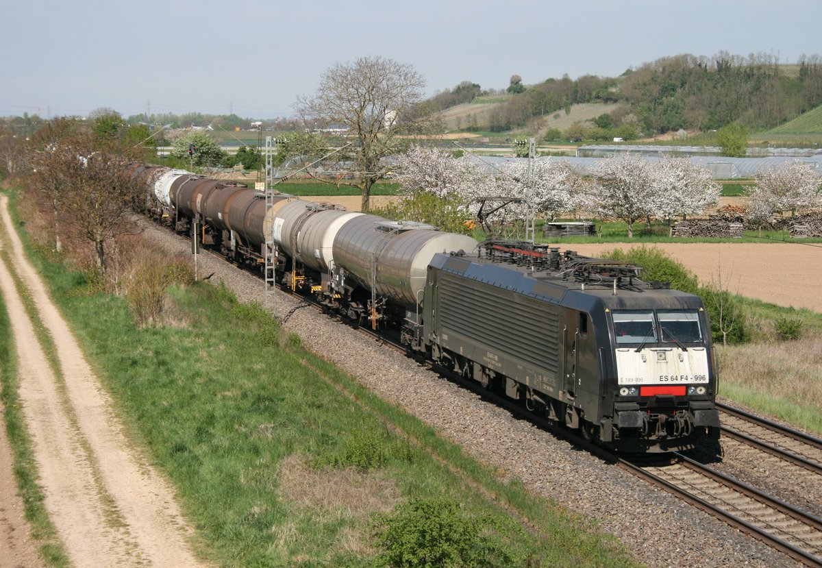 ES 64 F4-996 mit DGS 49069 (Karlsruhe Gbf–Basel SBB Rb) am 22.04.2015 zwischen Buggingen und M�llheim (Baden)